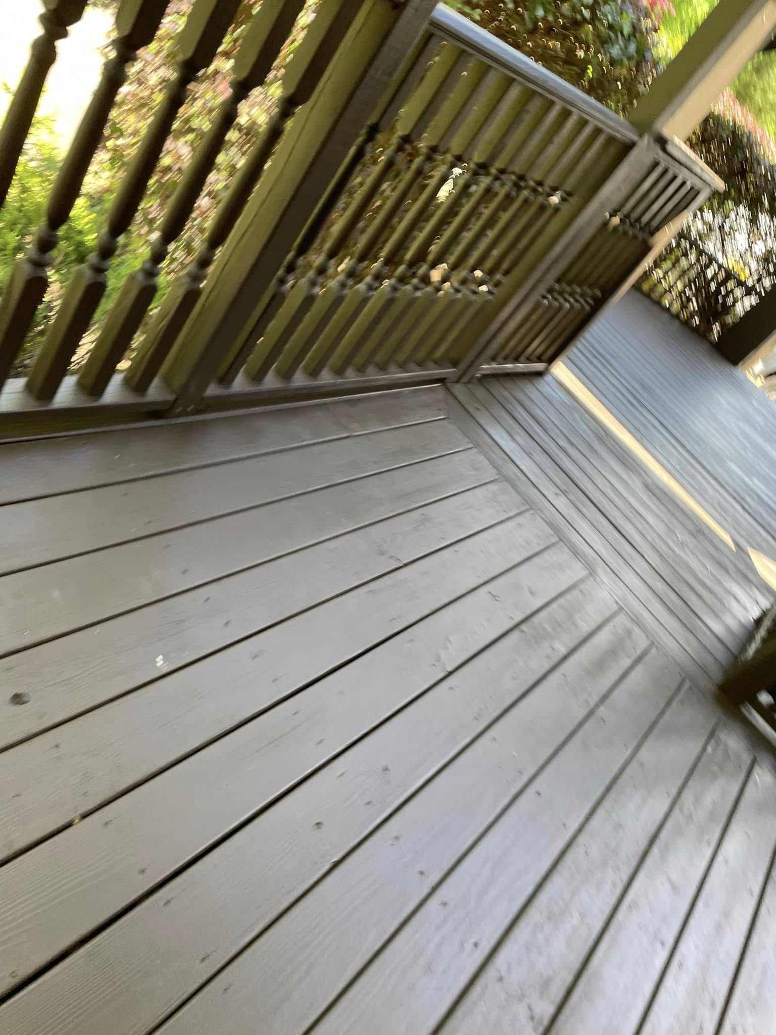 Deck floorboards after penetrating stain