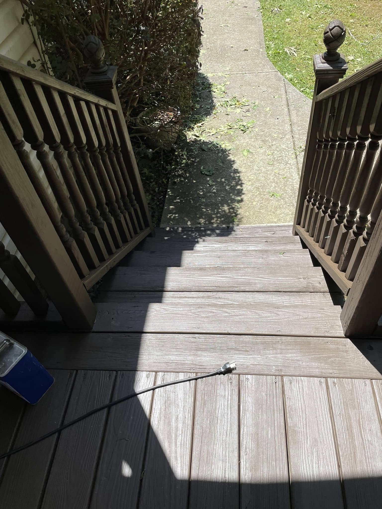 Deck stairs leading to yard