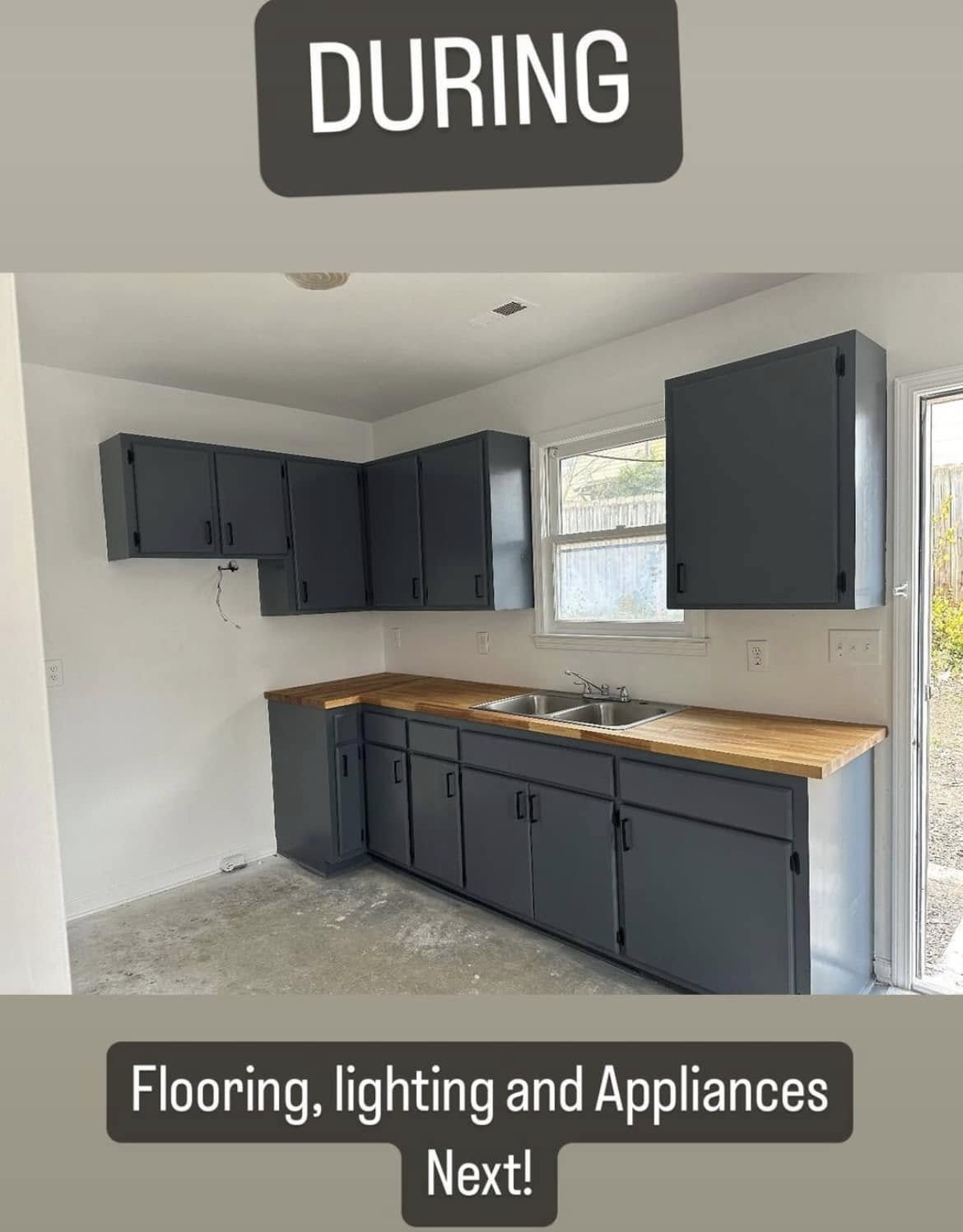 Kitchen cabinets during refinishing process