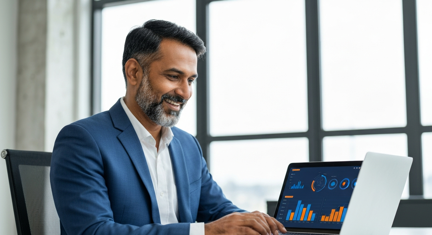 Business owner using AI