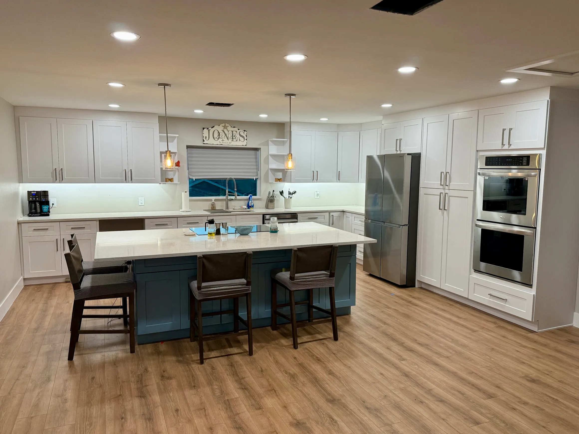 Wide White Kitchen Remodel