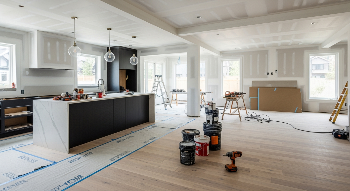 Realistic interior home renovation