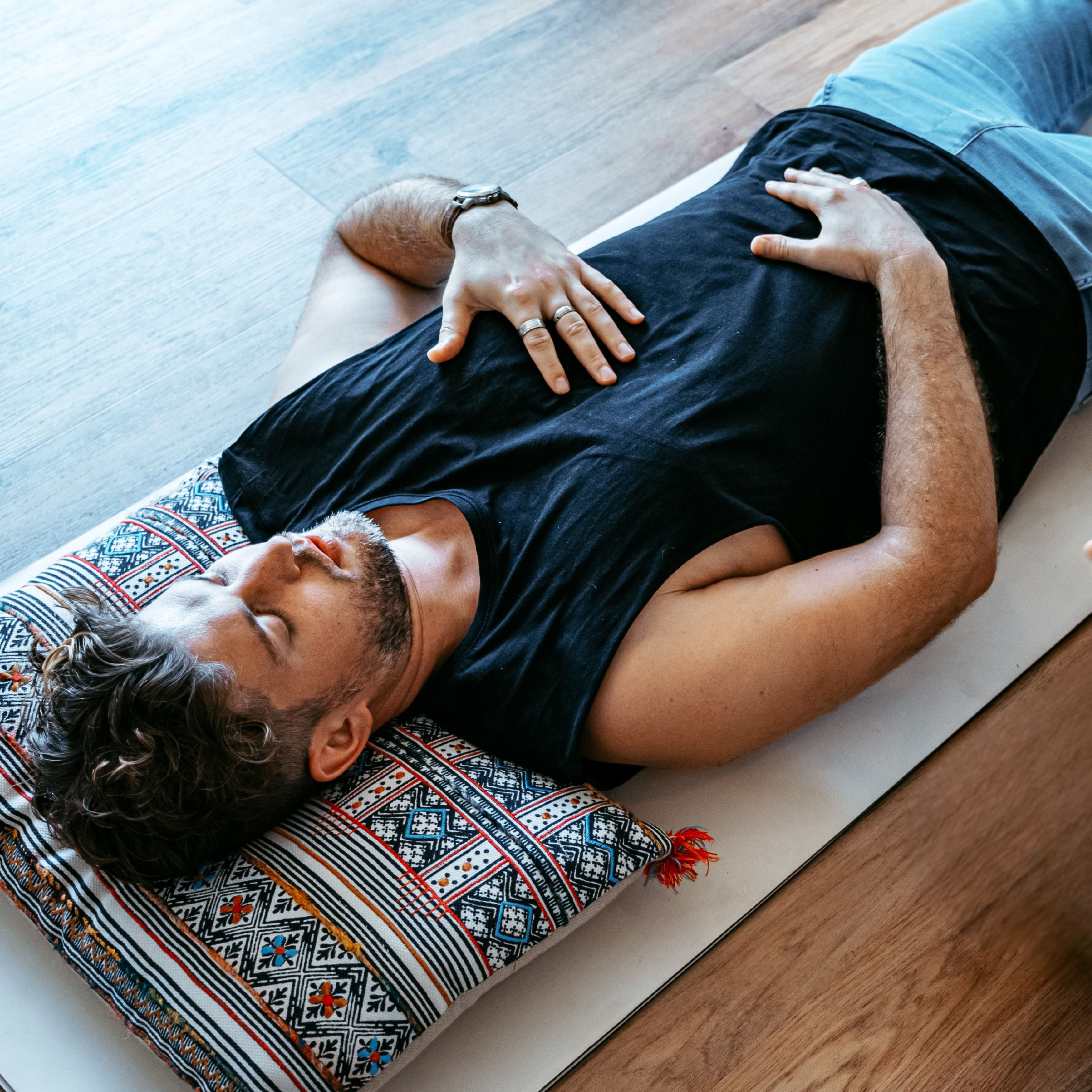 Man practicing breathwork