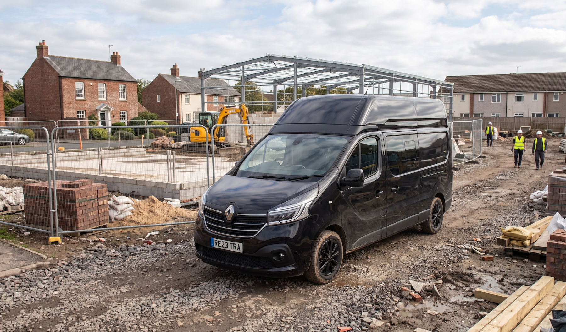 Renault Trafic panel van on a UK industrial estate