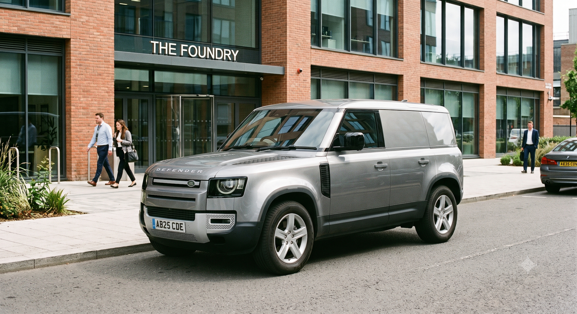 Land Rover Defender Commercial 4x4 on a rural estate