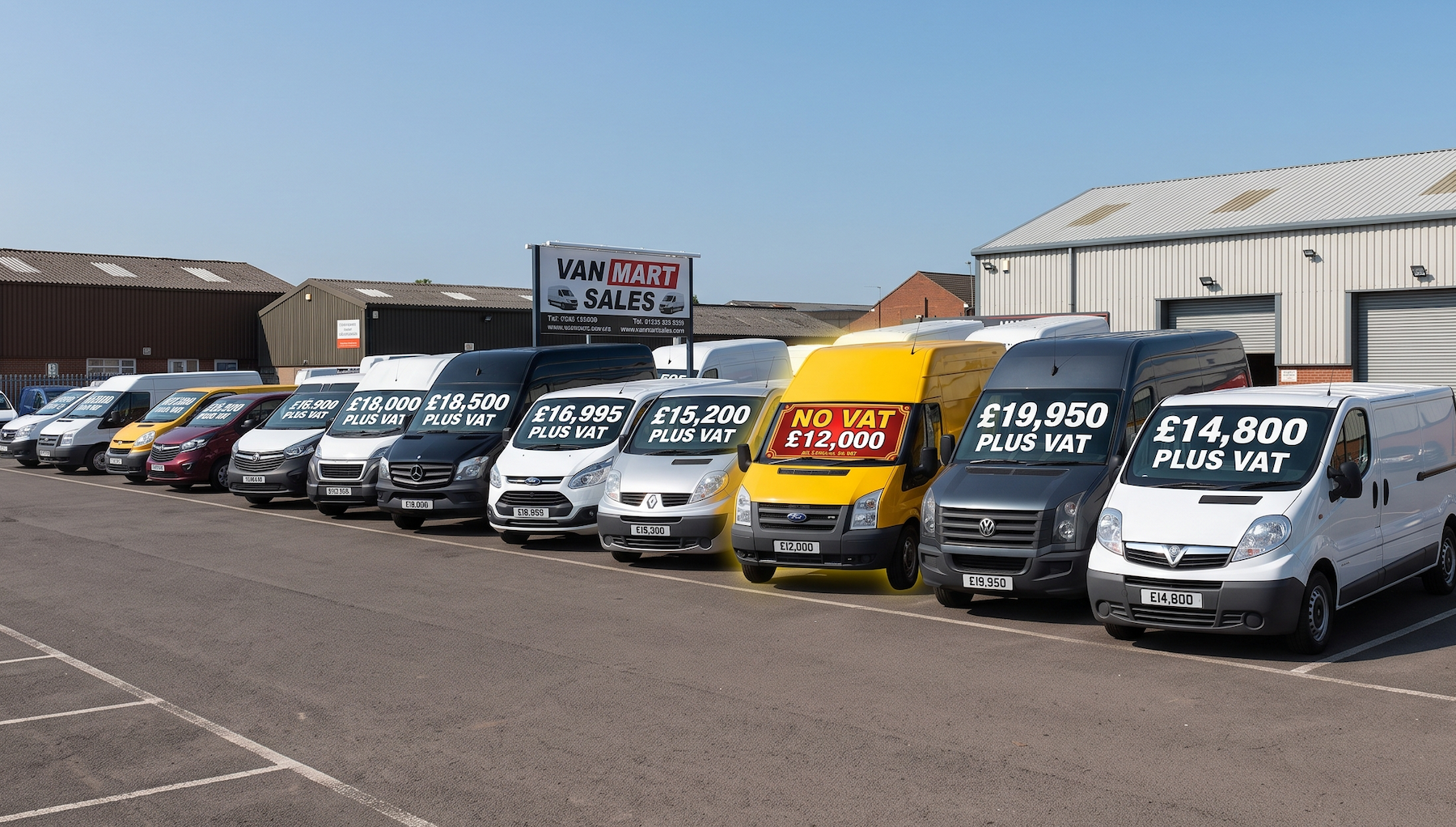 Used white panel van on a dealer forecourt