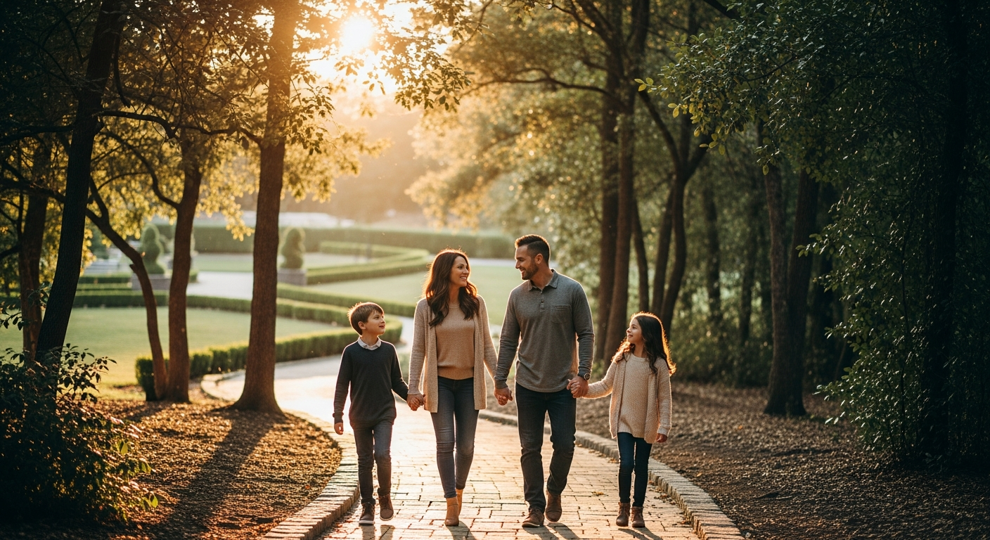 Family walking in West Cobb