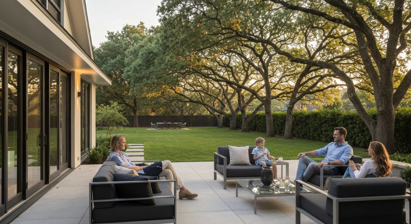 Family enjoying backyard in West Cobb