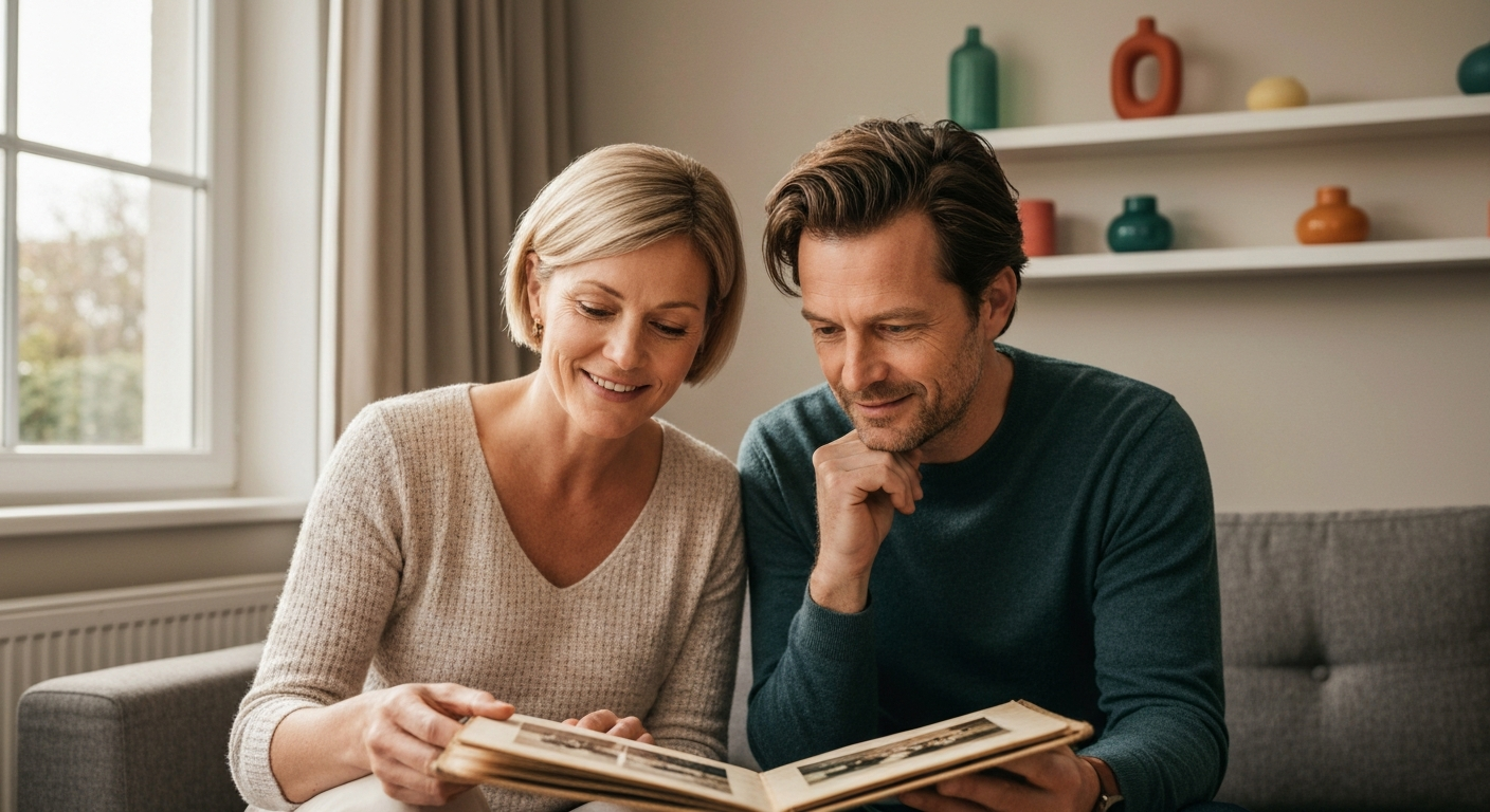 A thoughtful conversation between adults discussing transition plans