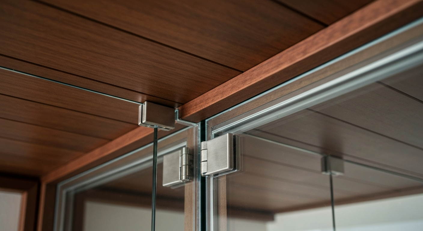 Insulated dual-pane low-iron glass wine room wall detail.