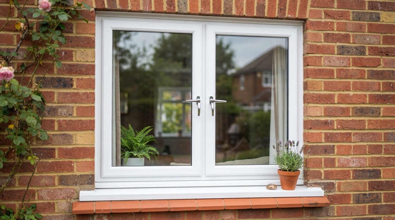 The same exterior window glass after a Skyhawk PureView pure-water clean — sparkling clear, streak-free and spotless