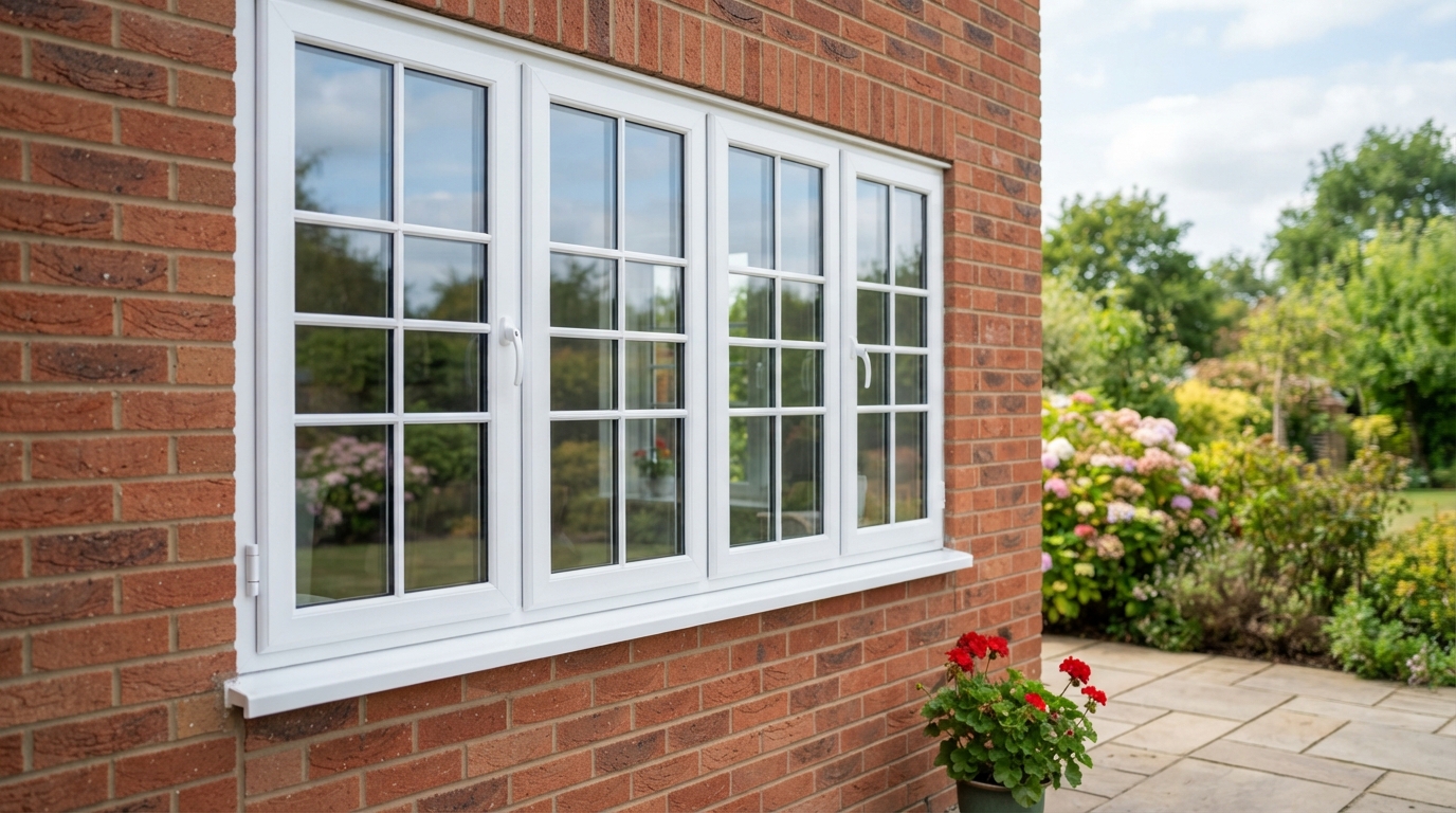 Clean white UPVC window frames and sills after a Skyhawk PureView clean — pristine, algae-free and looking like new