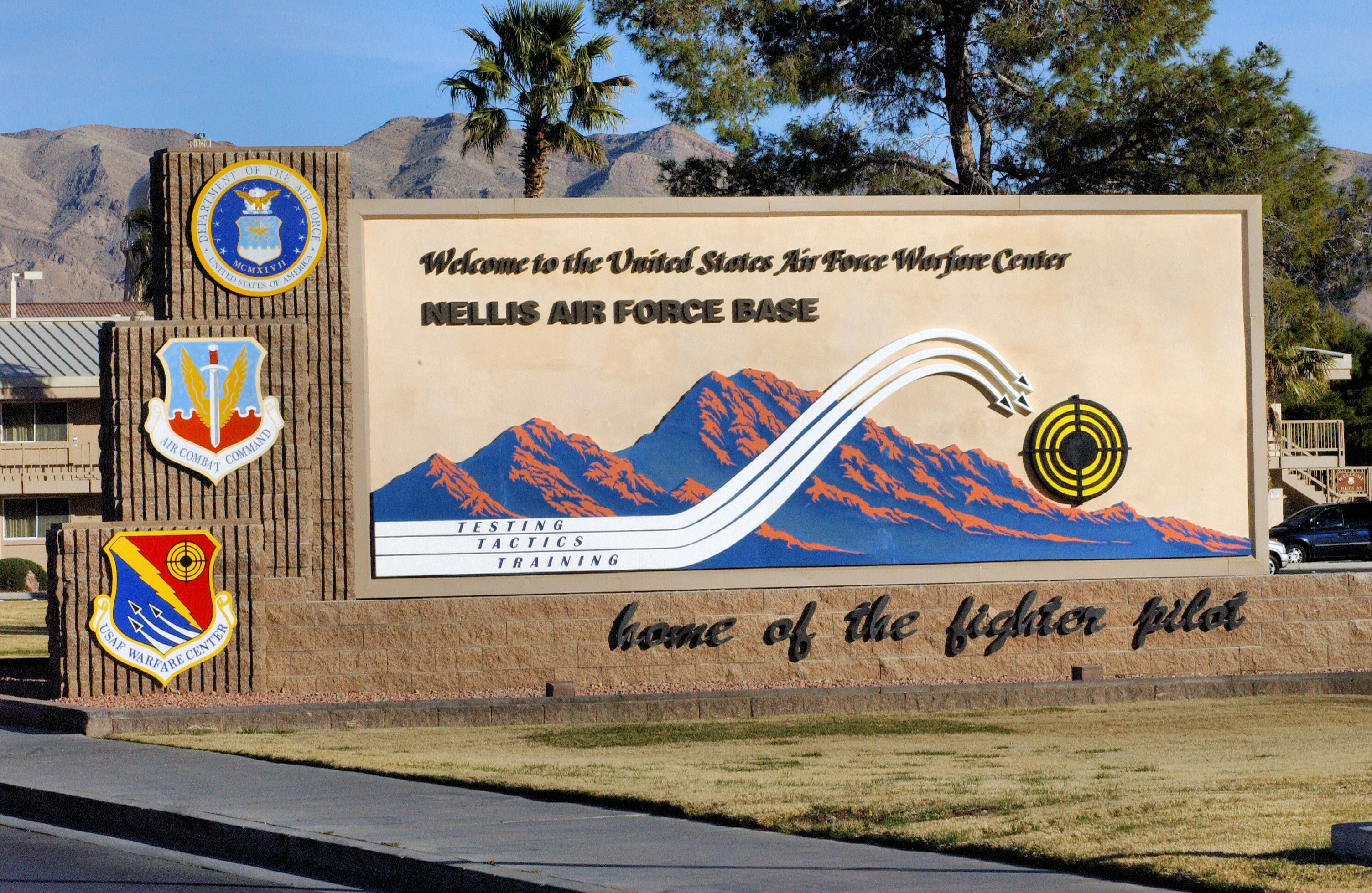 Nellis Air Force Base main entrance in the northeast Las Vegas Valley