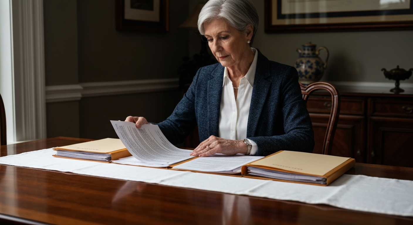 Executor reviewing estate paperwork