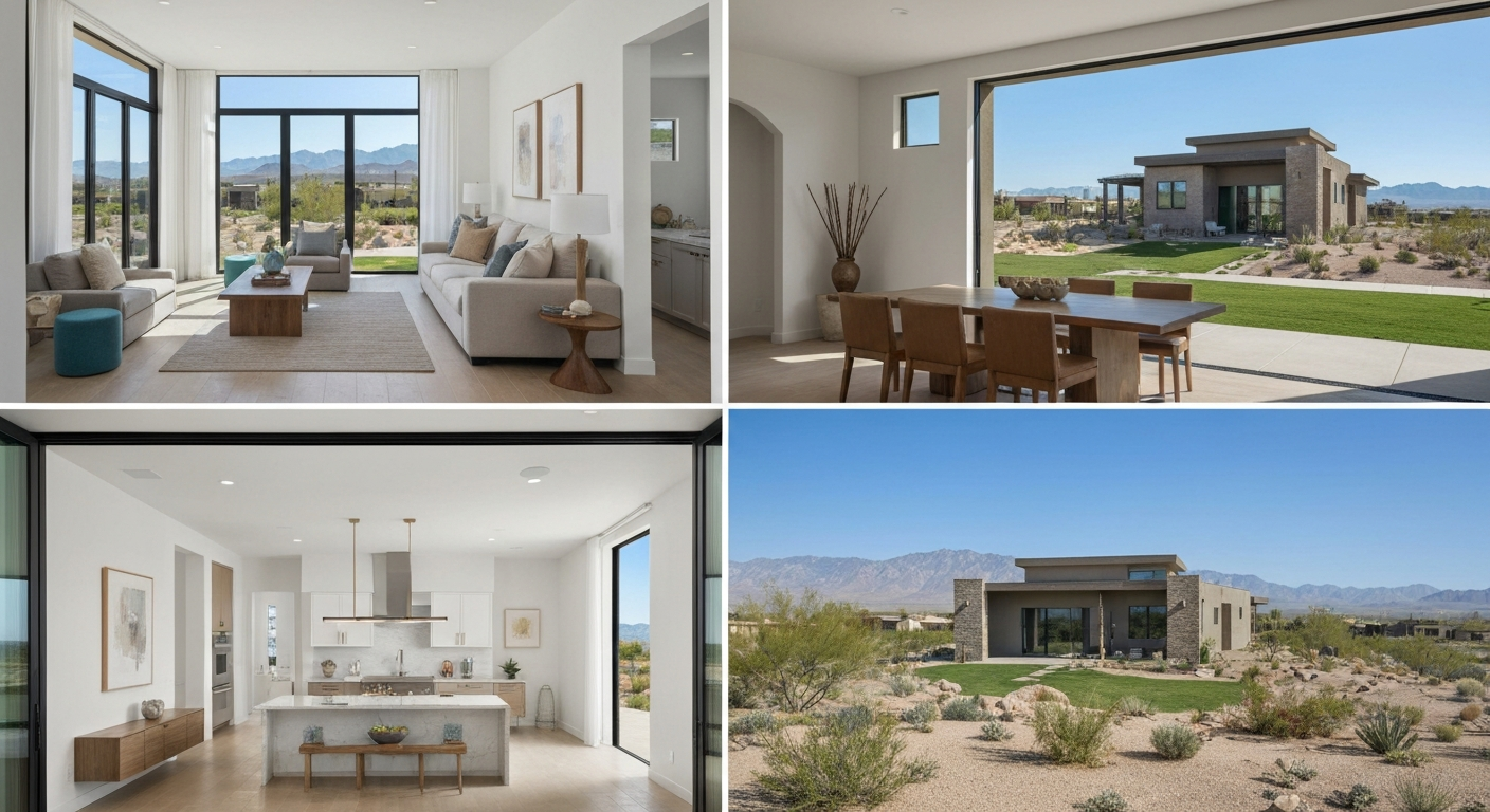 Contemporary luxury home in Redpoint Summerlin West Las Vegas with open floor plan and mountain views