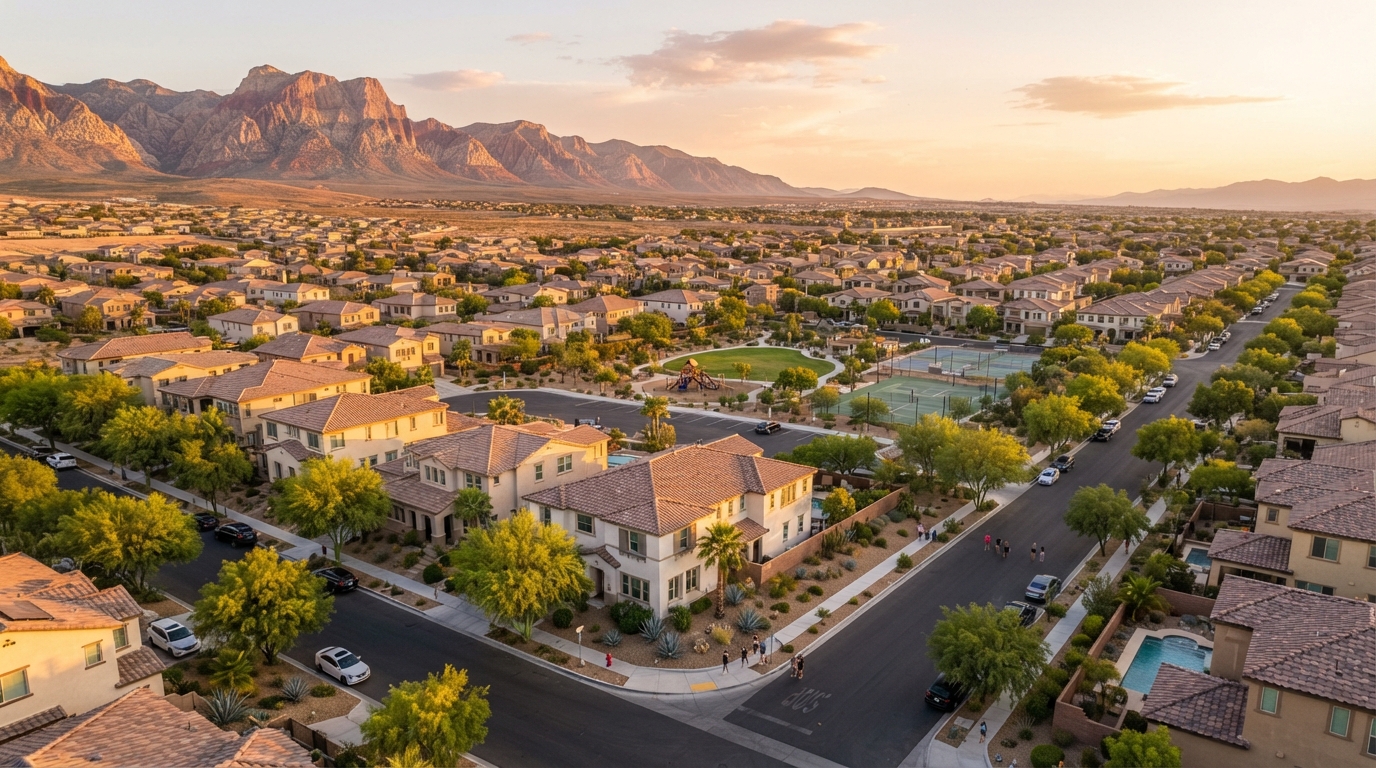 North Las Vegas residential development with modern homes and desert landscape