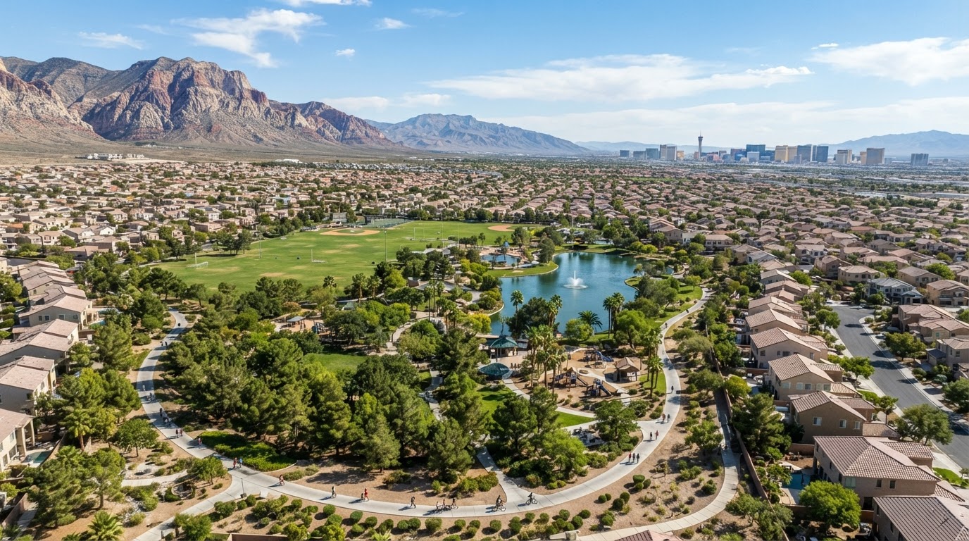 Spring Valley residential park and open space in the Las Vegas Valley