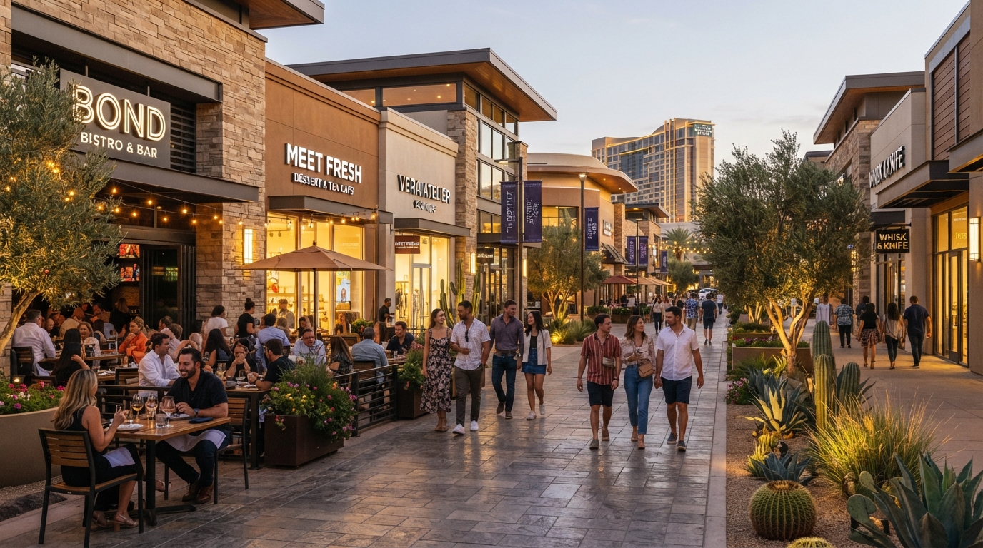 Illustrative Henderson shopping and dining district in Las Vegas Nevada