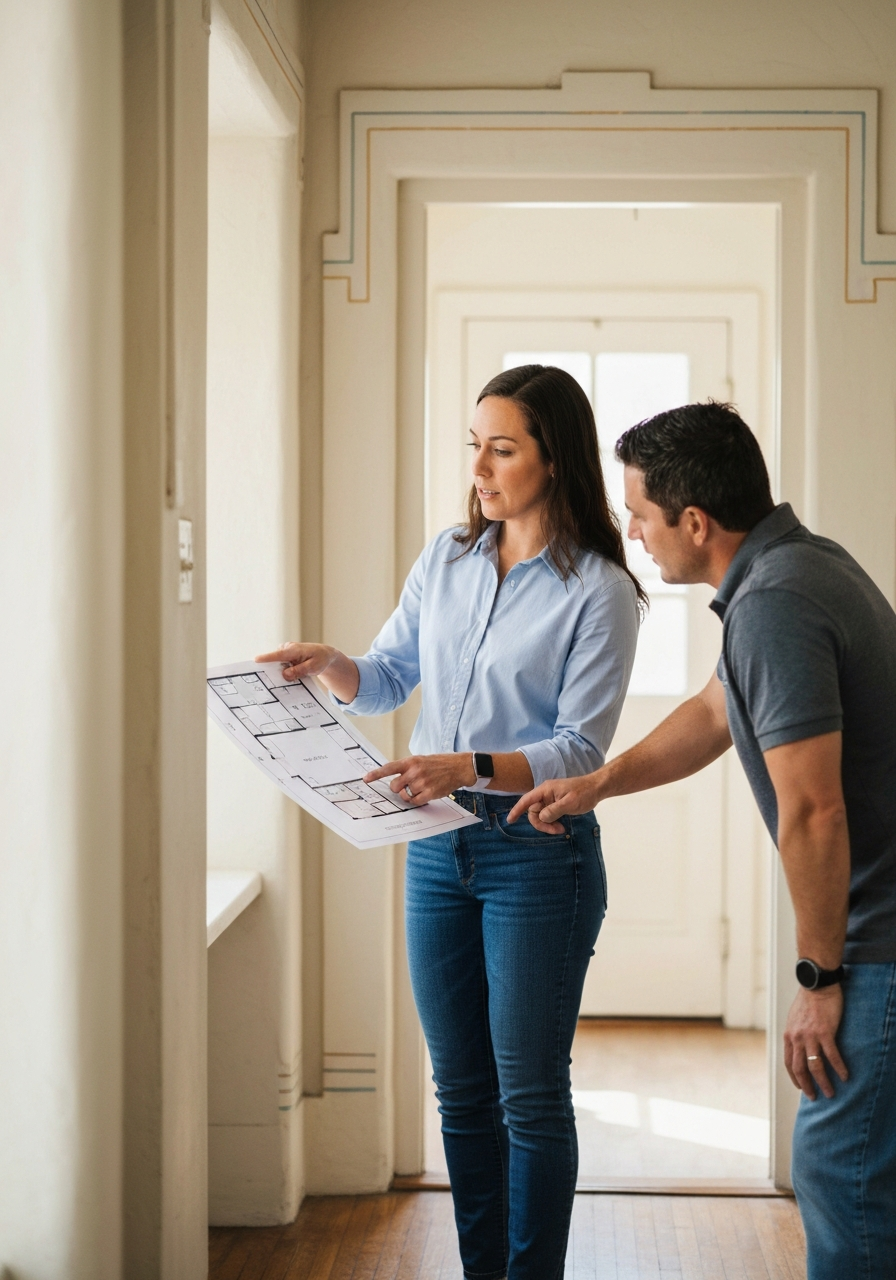 Realtor and investor discussing renovation opportunities
