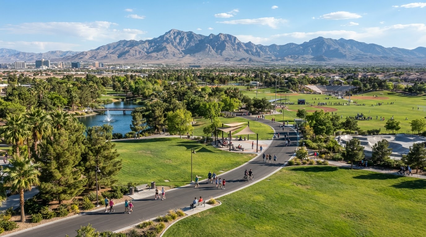 North Las Vegas regional park with walking trails and open space