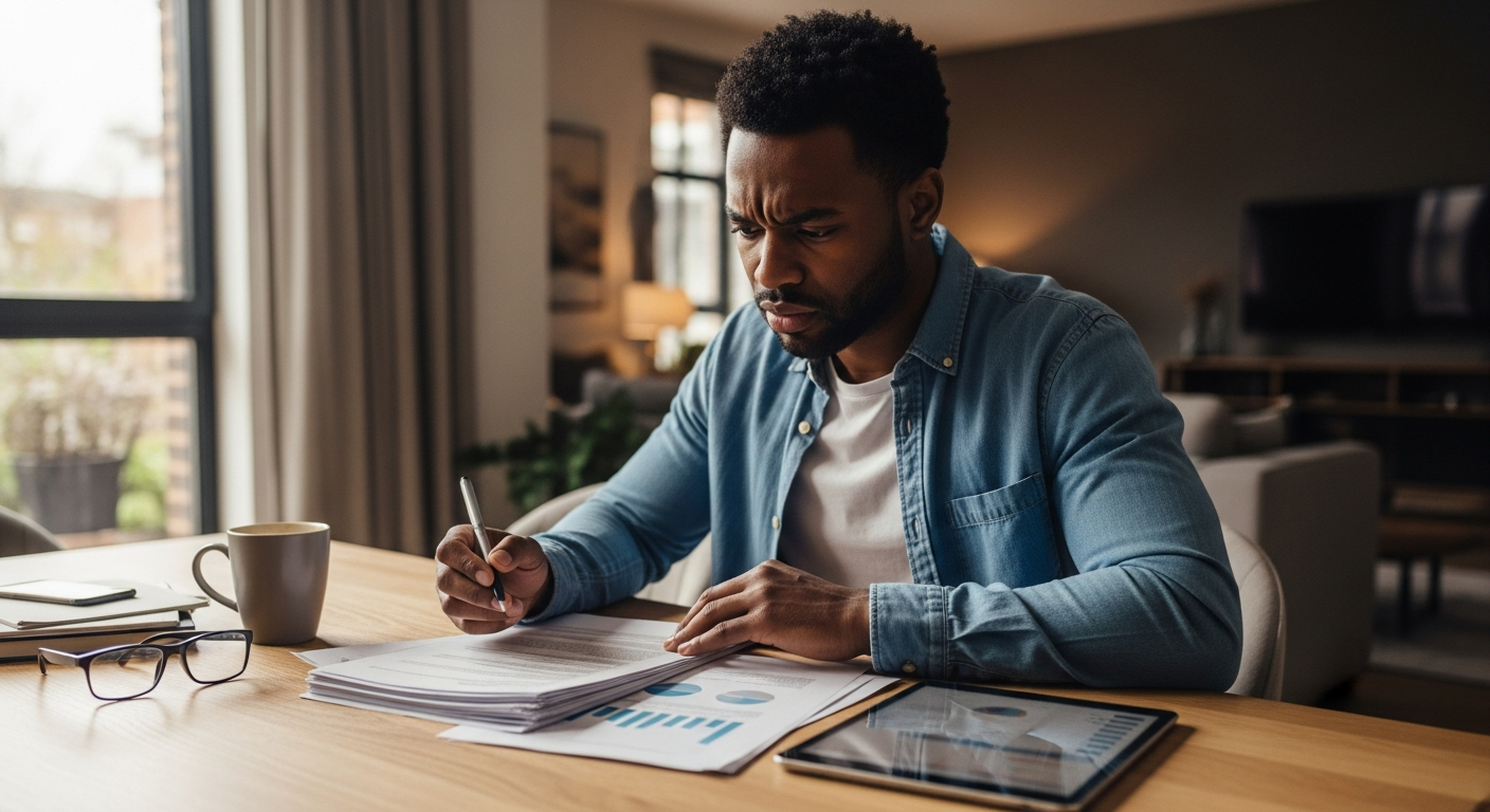 Homeowner reviewing paperwork