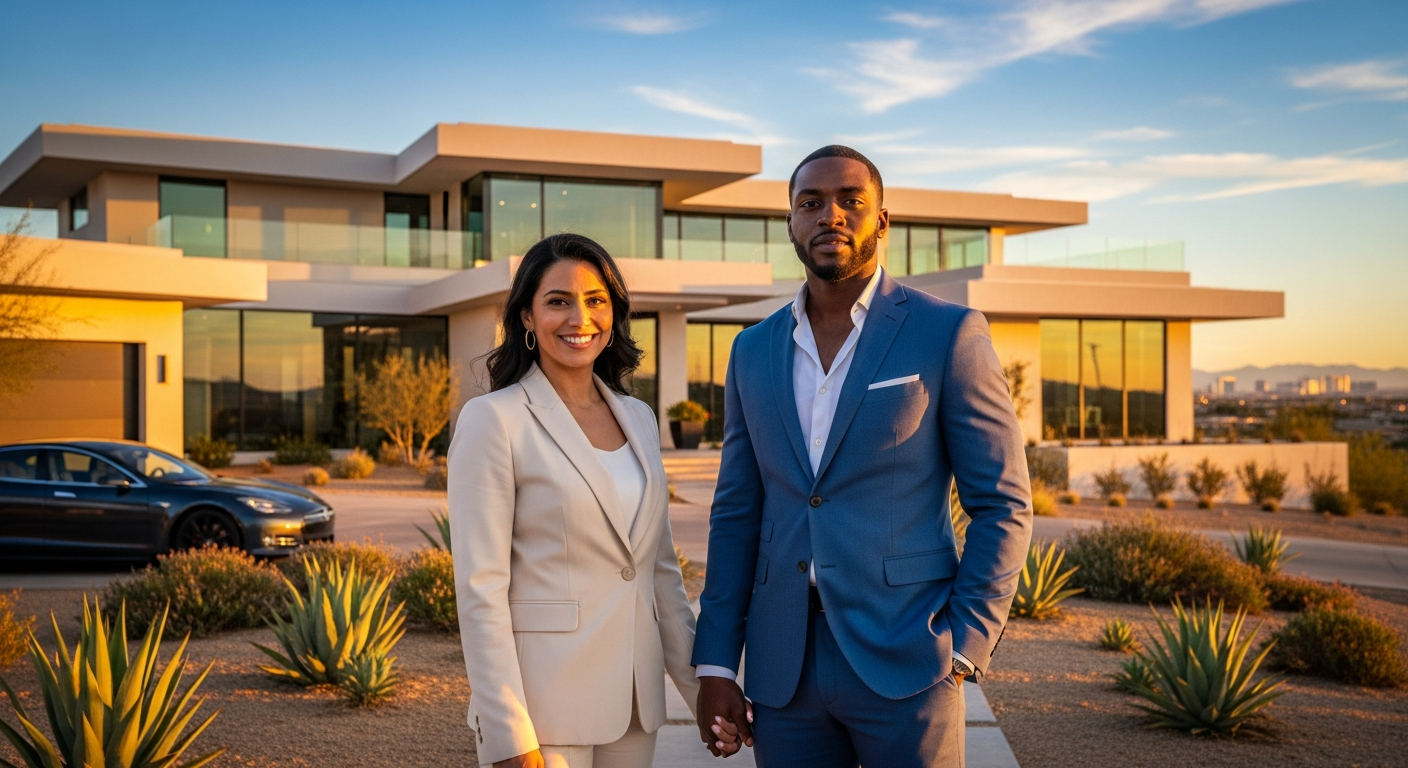 Confident diverse homeowners in Las Vegas