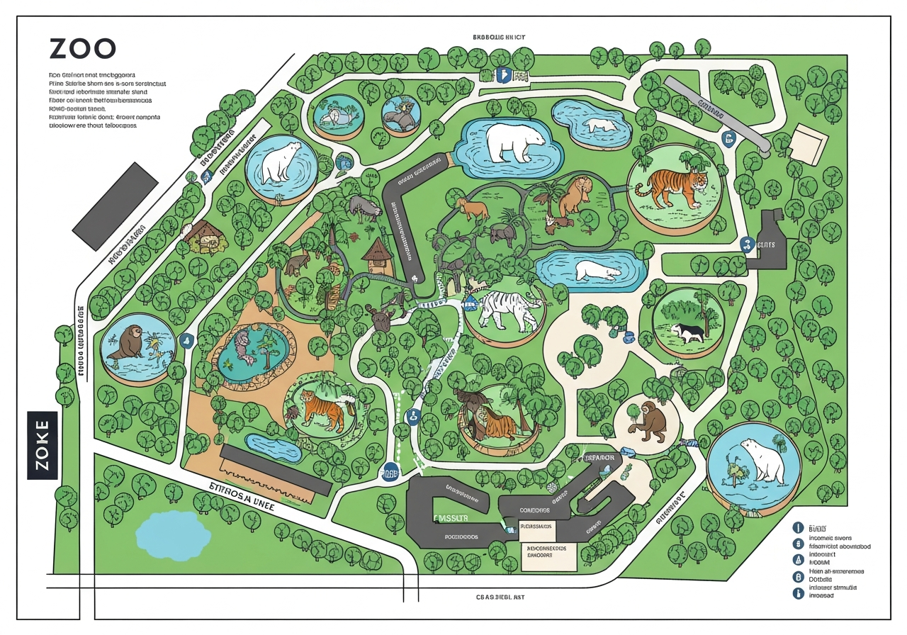 Zoo Map with Blue, Green, and Red Pins by Jerzoda LLC, We Make Signs Talk