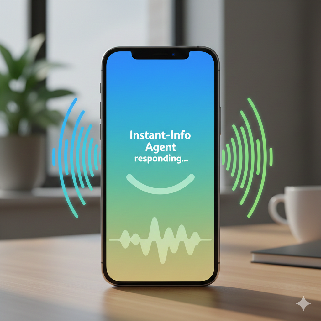 Instant Info Agent conversation interface on a smartphone by Jerzoda LLC, We Make Signs Talk