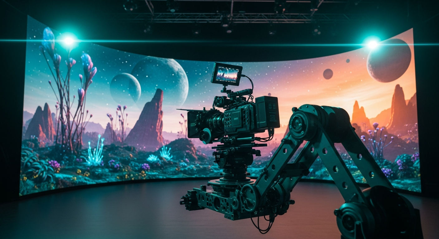 Futuristic film set with LED volume