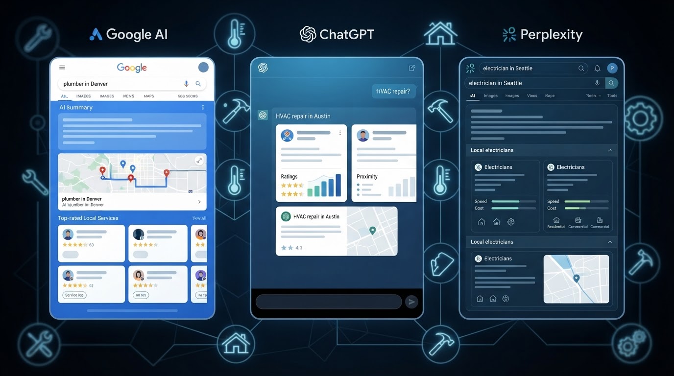 Google AI Overviews vs. ChatGPT vs. Perplexity: What Local Service Businesses Need to Optimize For