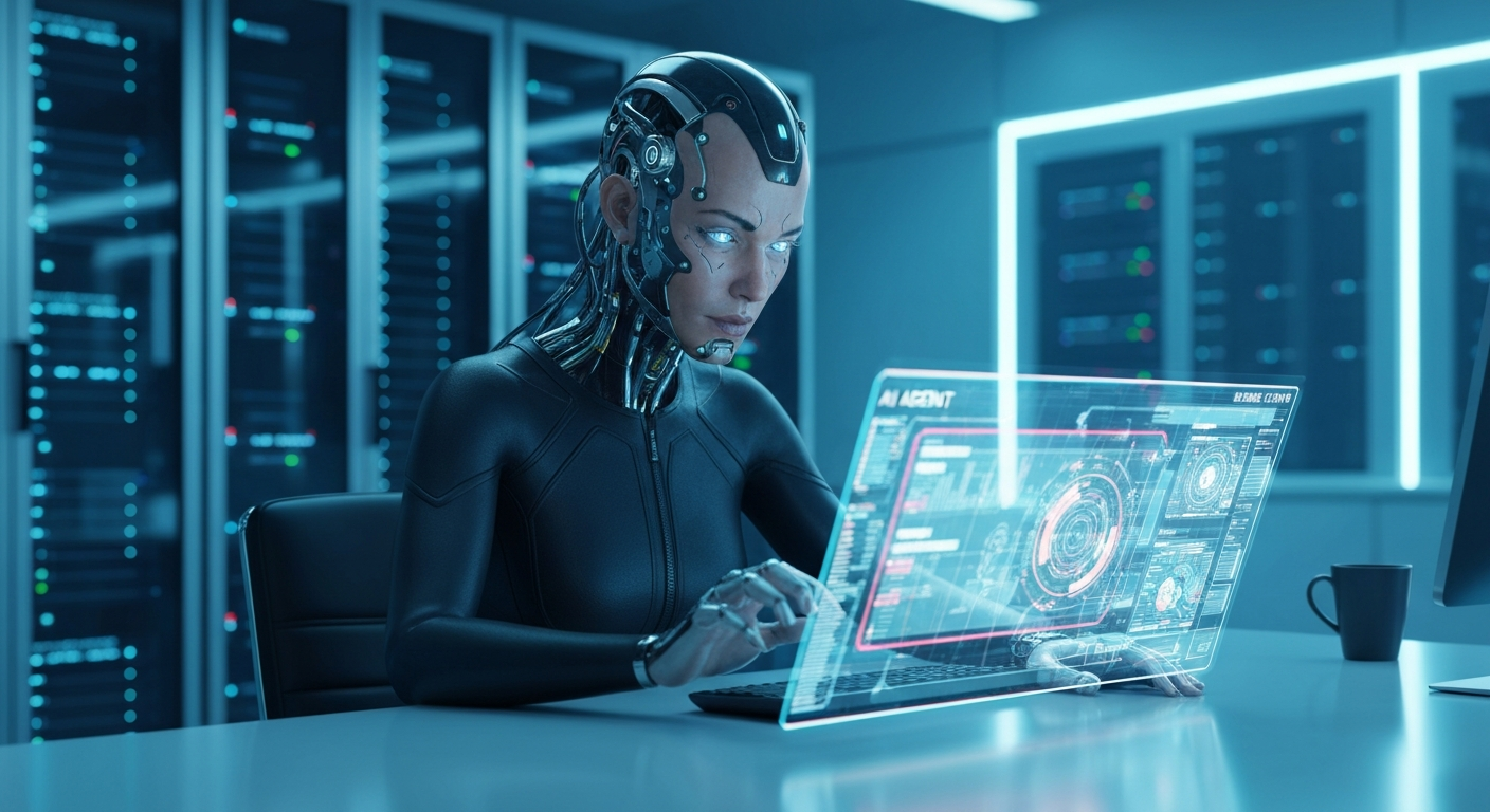 AI Agent working on a holographic interface