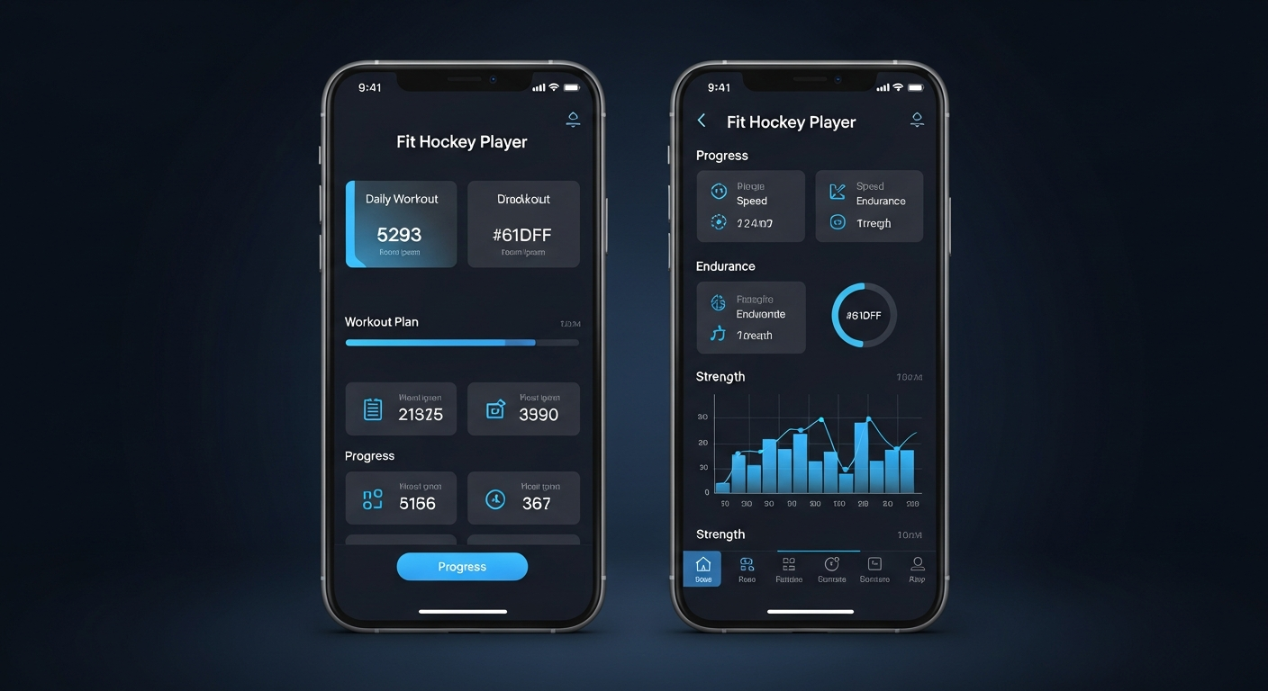 Fit Hockey Player app on iOS and Android devices