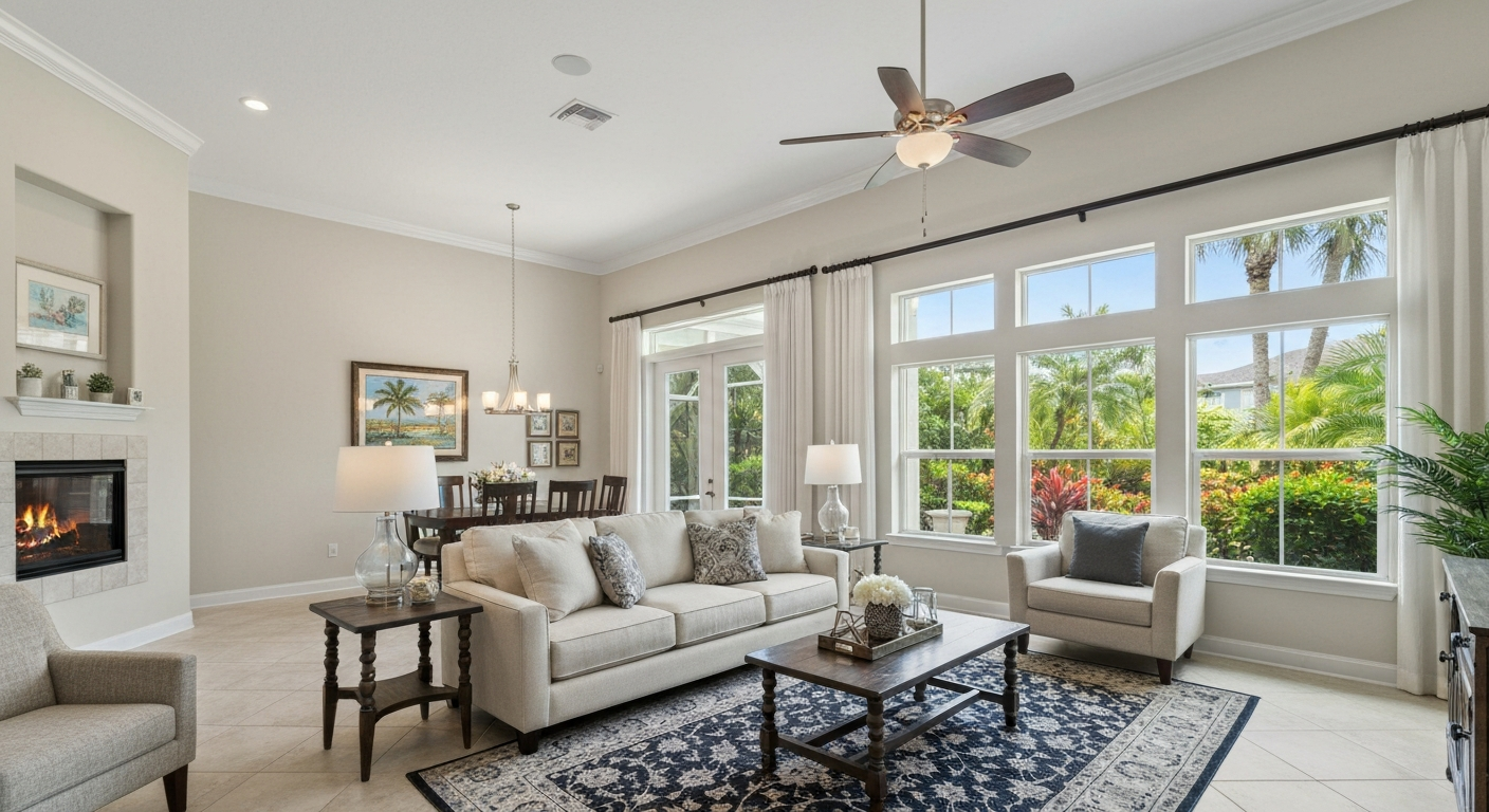 Beautiful custom window treatments in a Duval County home