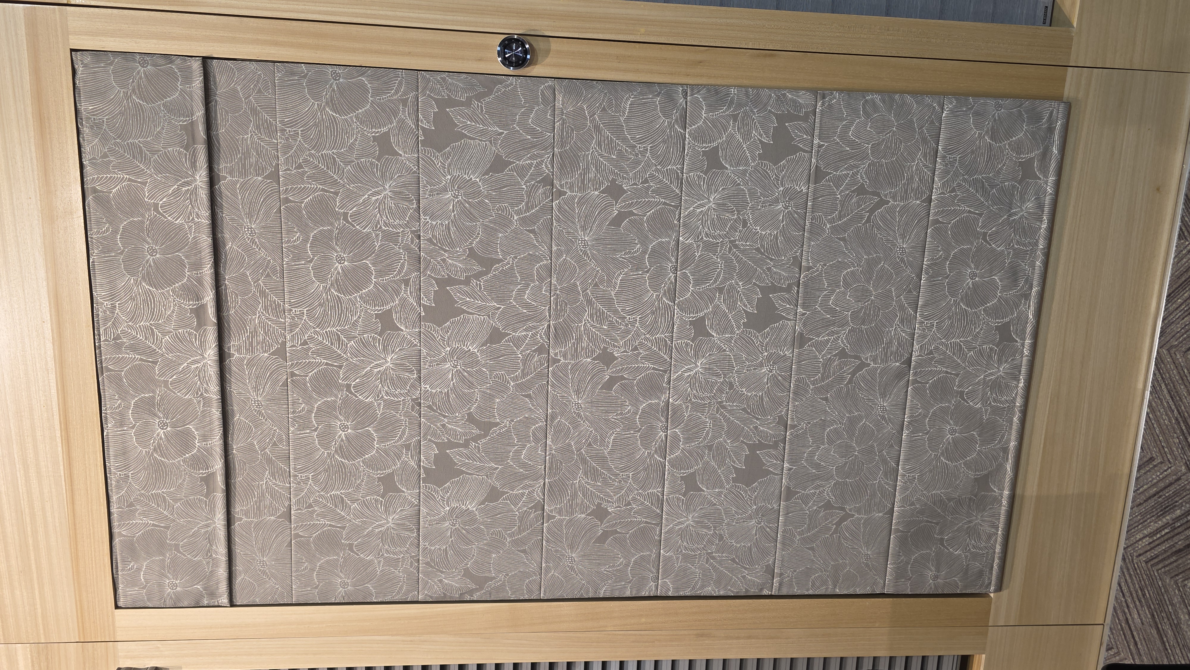 Patterned Roman-style Norman shade at the Norman USA showroom