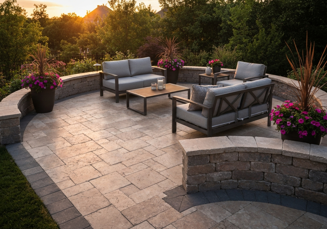 Premium Travertine Patio and Retaining Wall