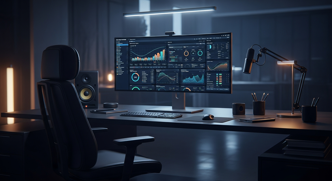 Premium cinematic operational workspace