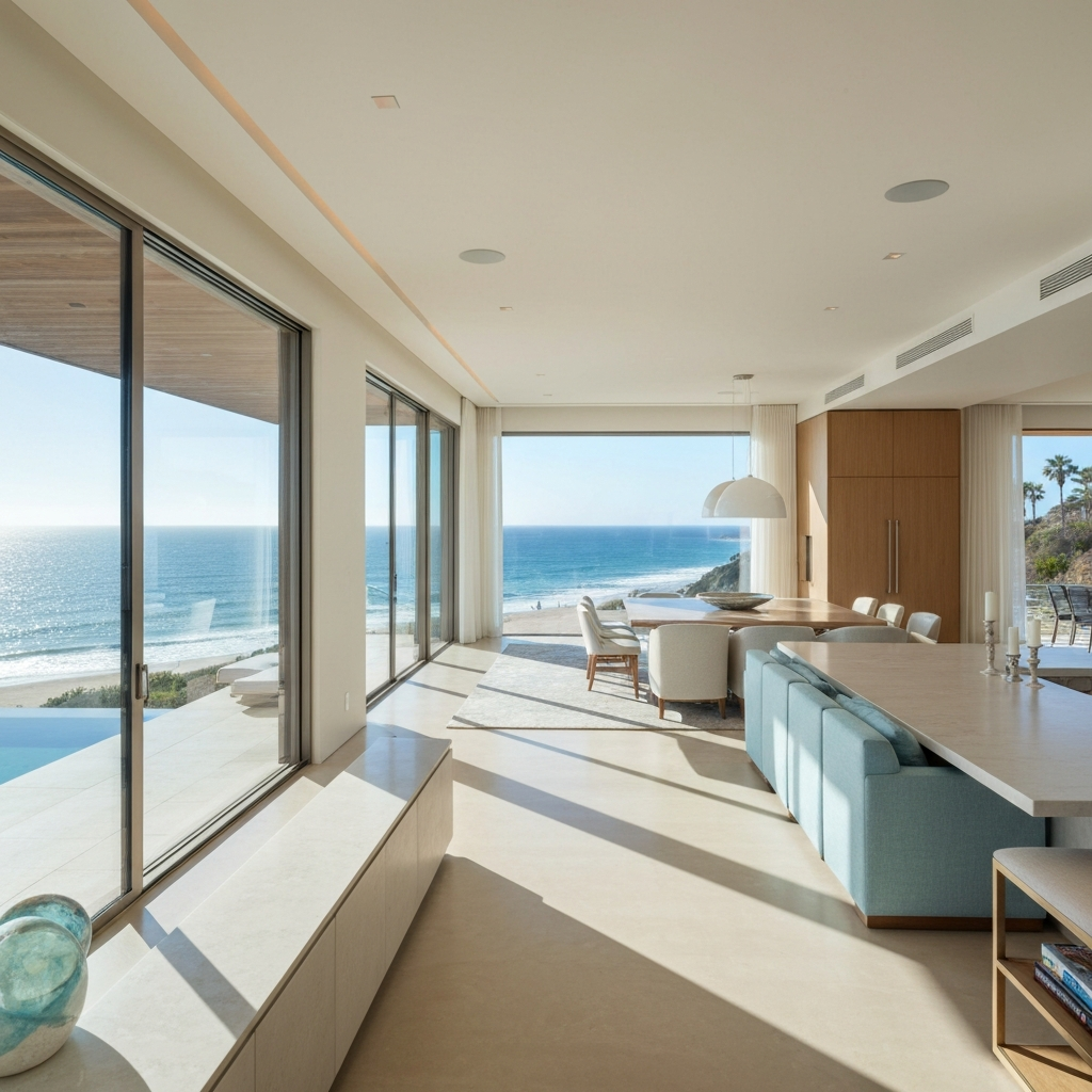 Luxury beachfront home interior in Malibu