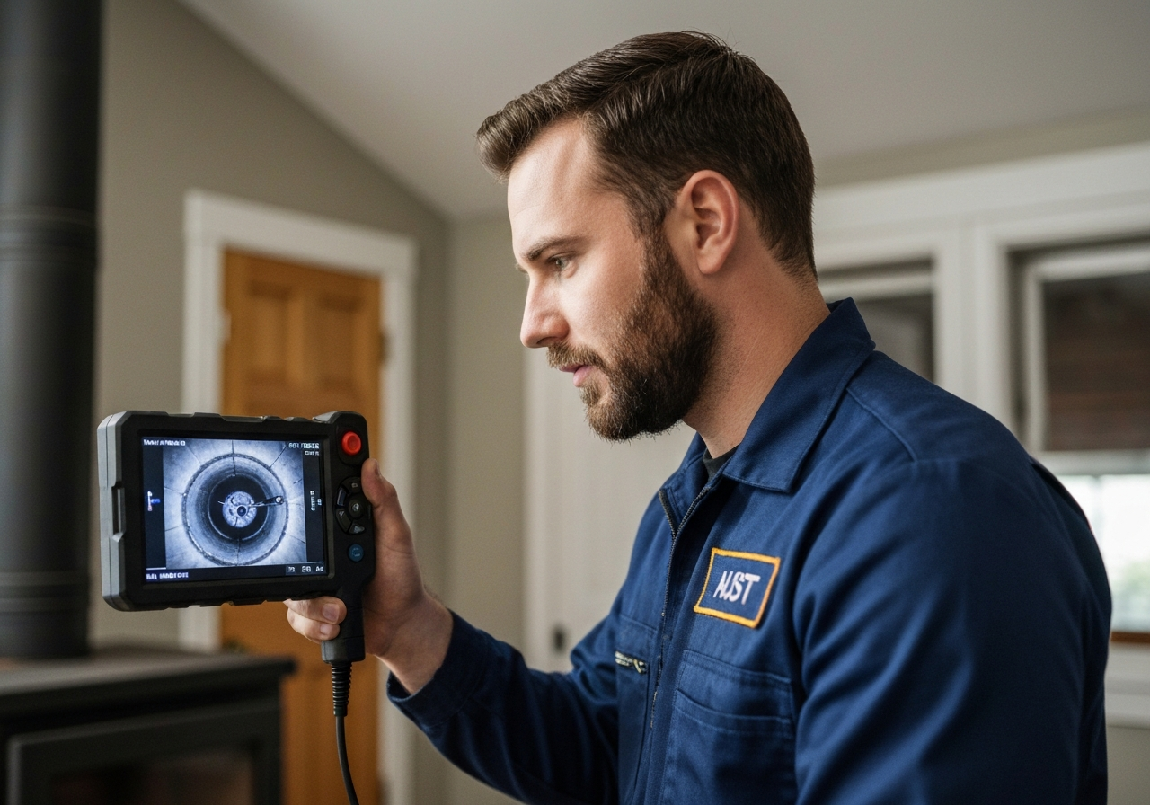 Technician with camera scope