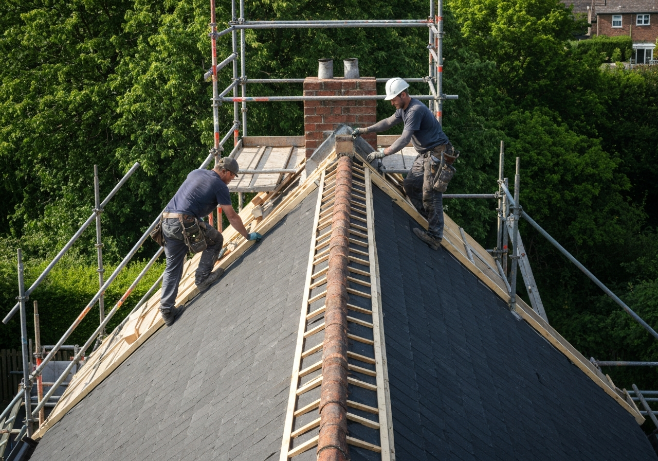Full chimney rebuild in progress