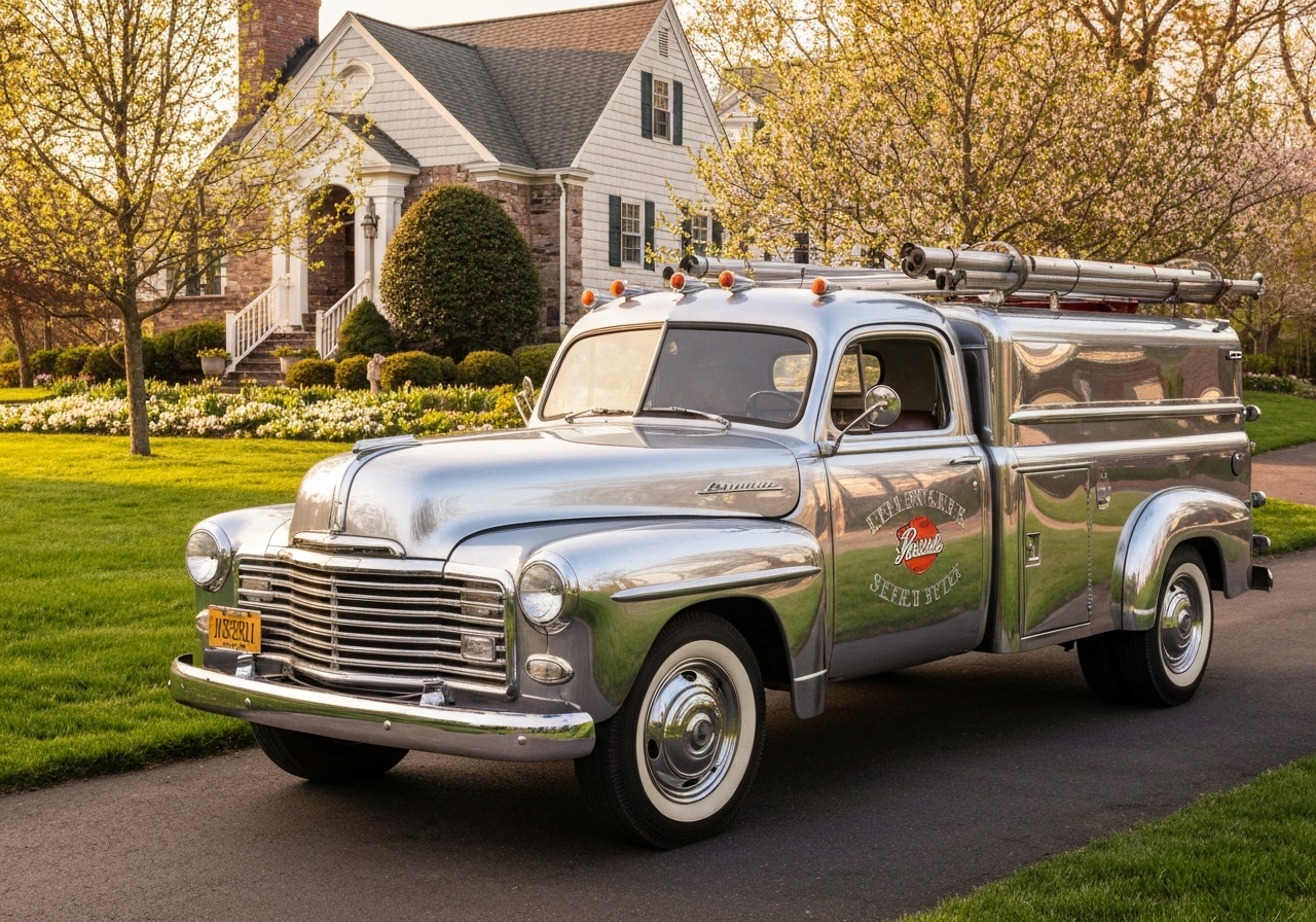 Vintage-feel photo of a classic chimney service truck