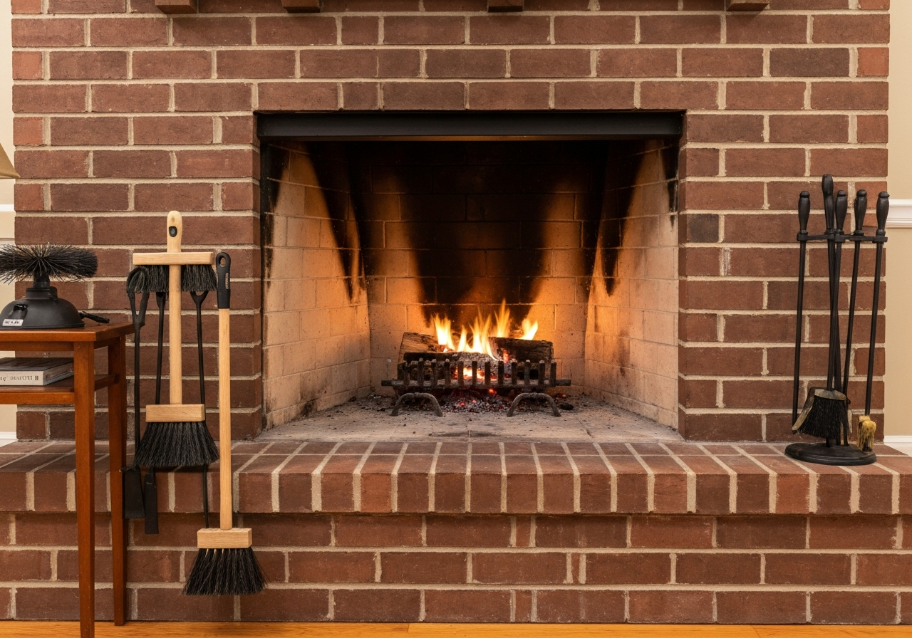 Clean fireplace interior