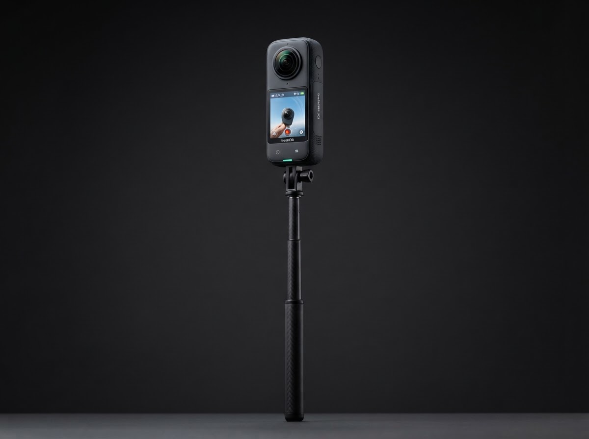 Insta360 X5 with extendable selfie stick