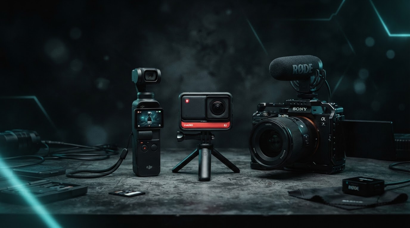 Professional camera and video gear rental setup