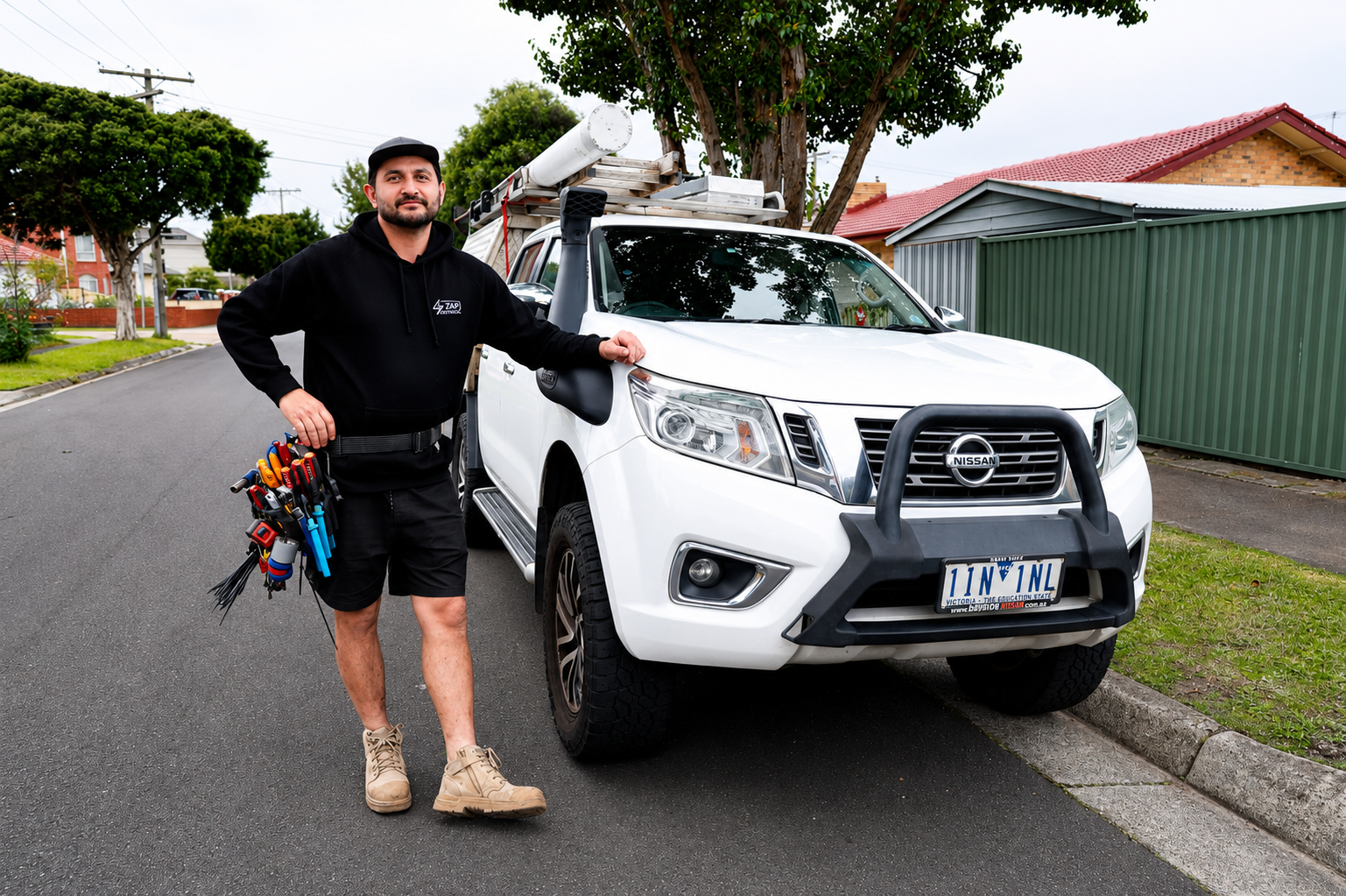 Electrician with truck