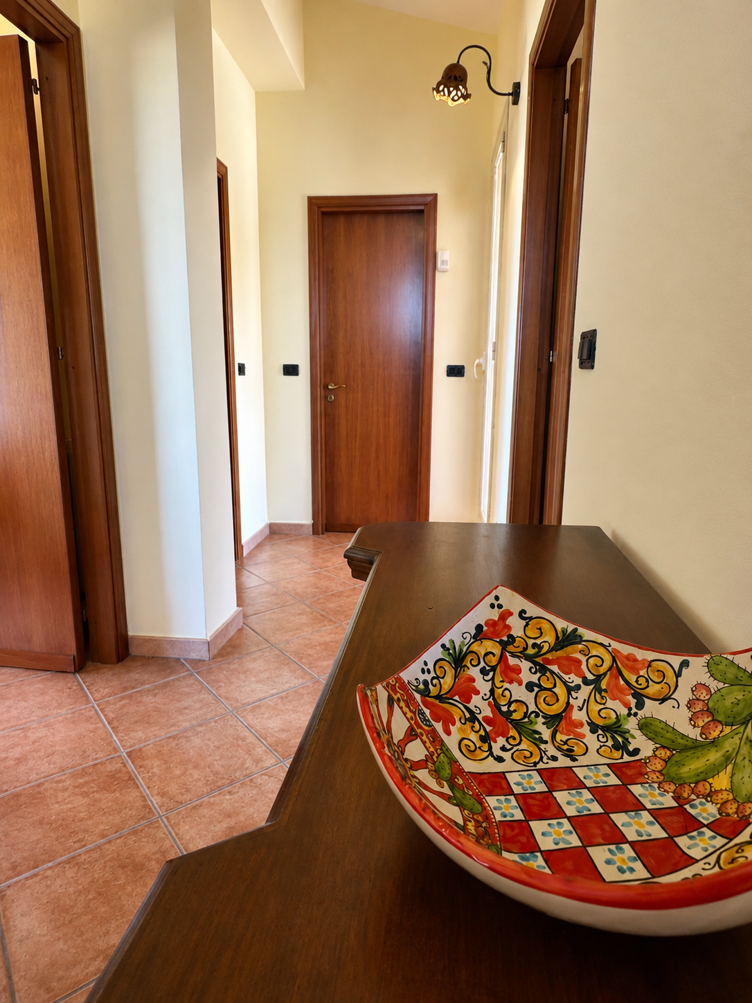 Villa Hallway with Sicilian Ceramic Bowl