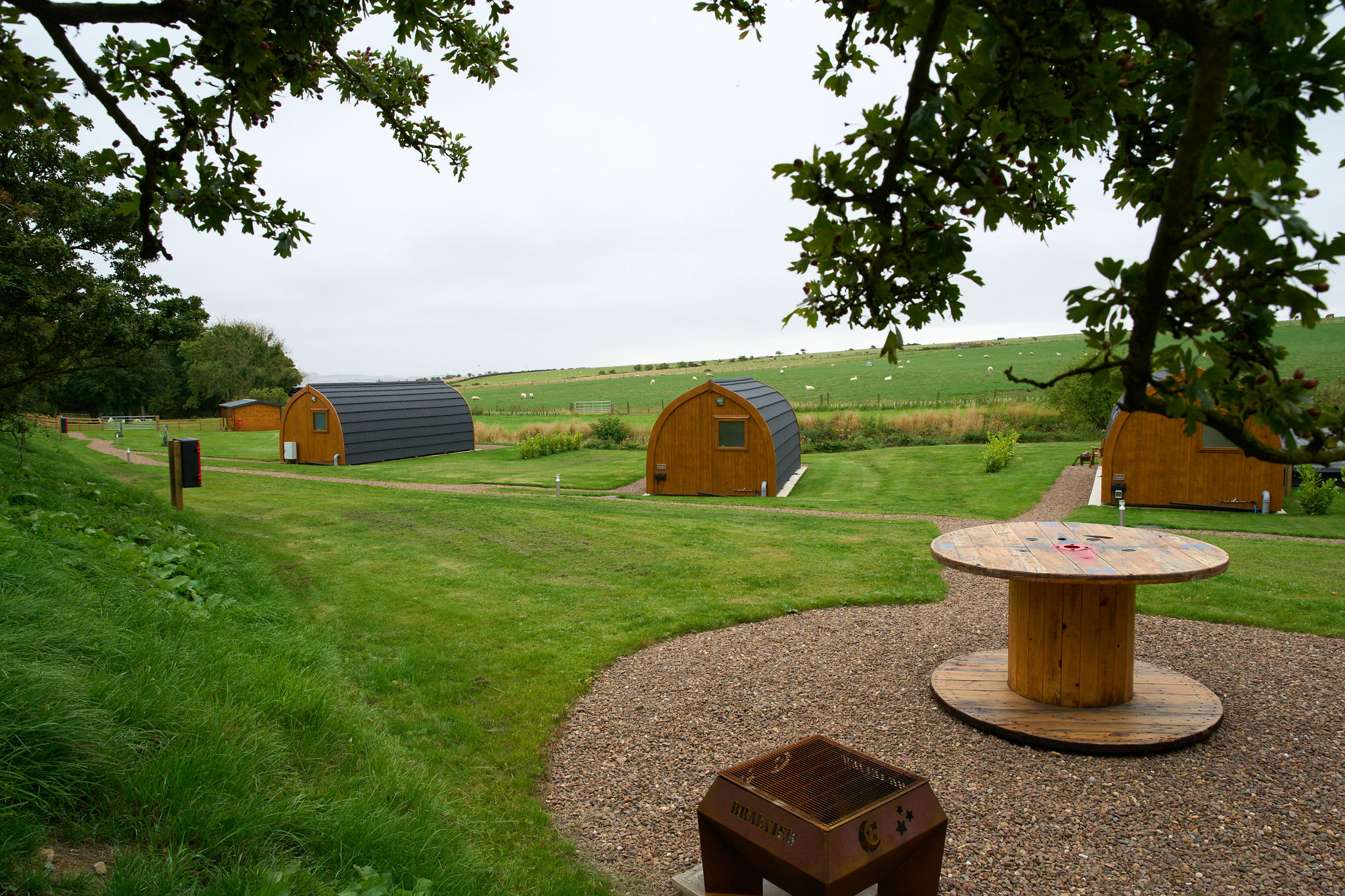 A cozy winter evening inside a heated luxury glamping pod