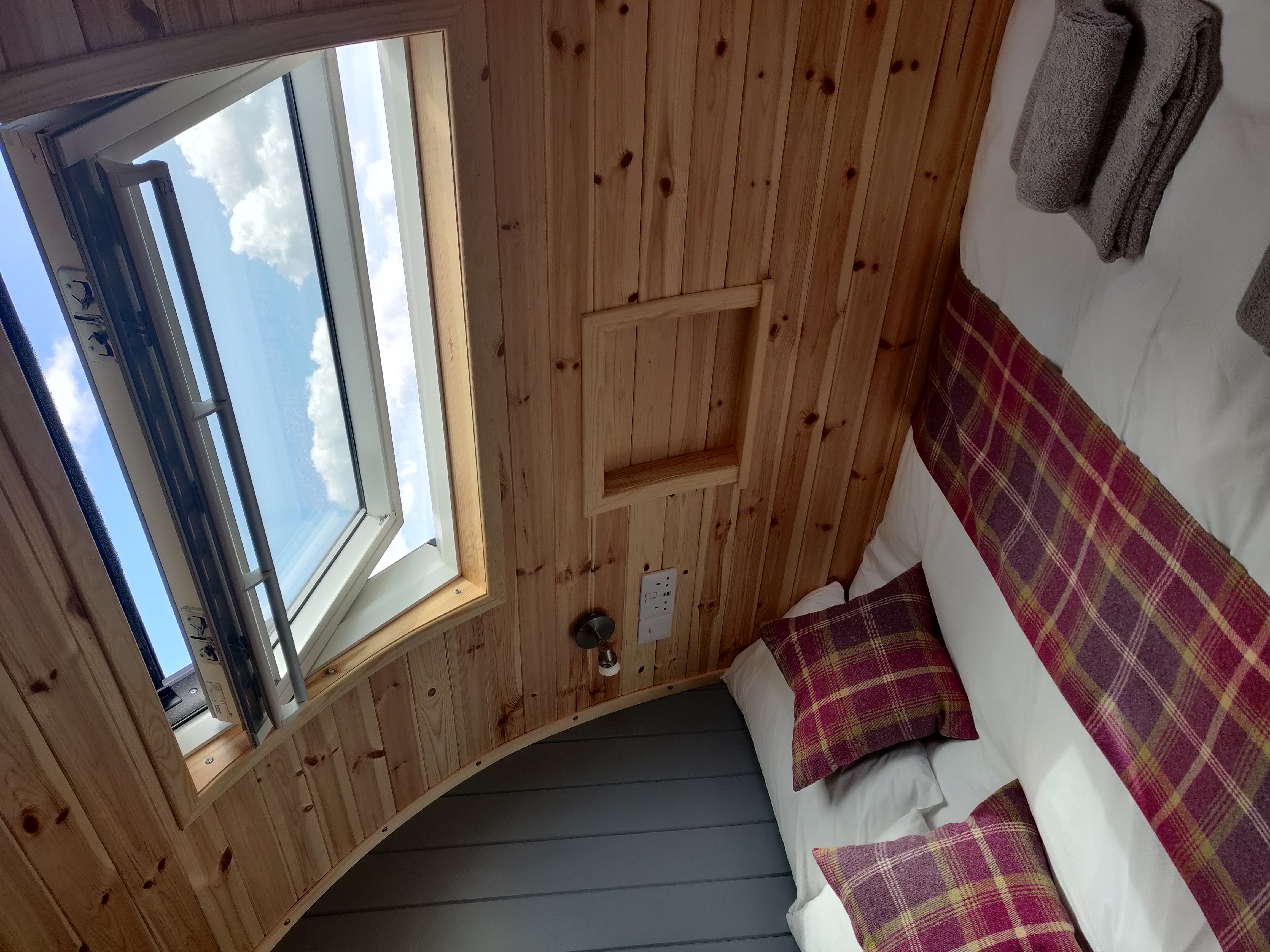 The comfortable and stylish interior of a Braeview glamping pod