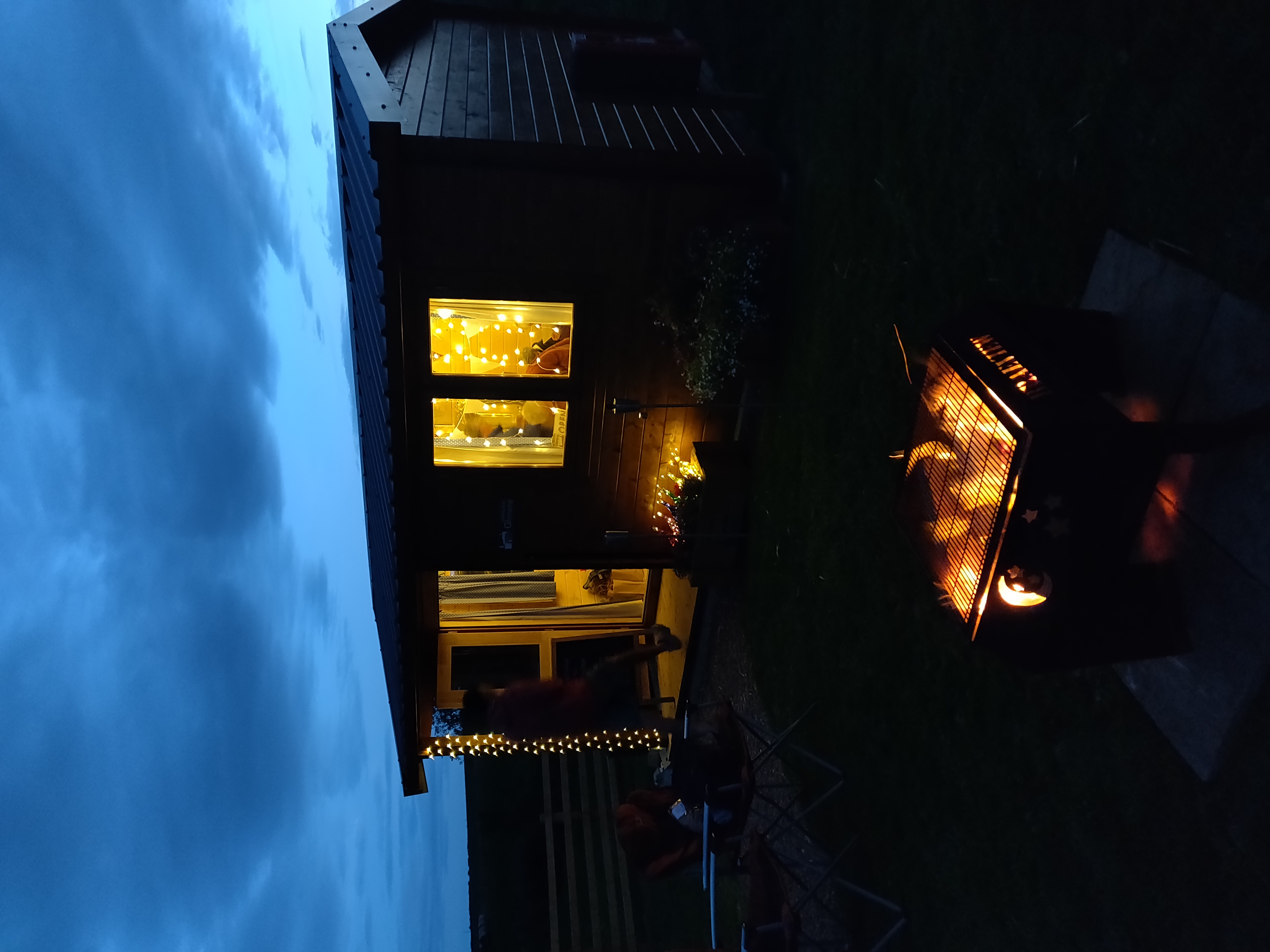 Stargazing from the private hot tub on a clear night