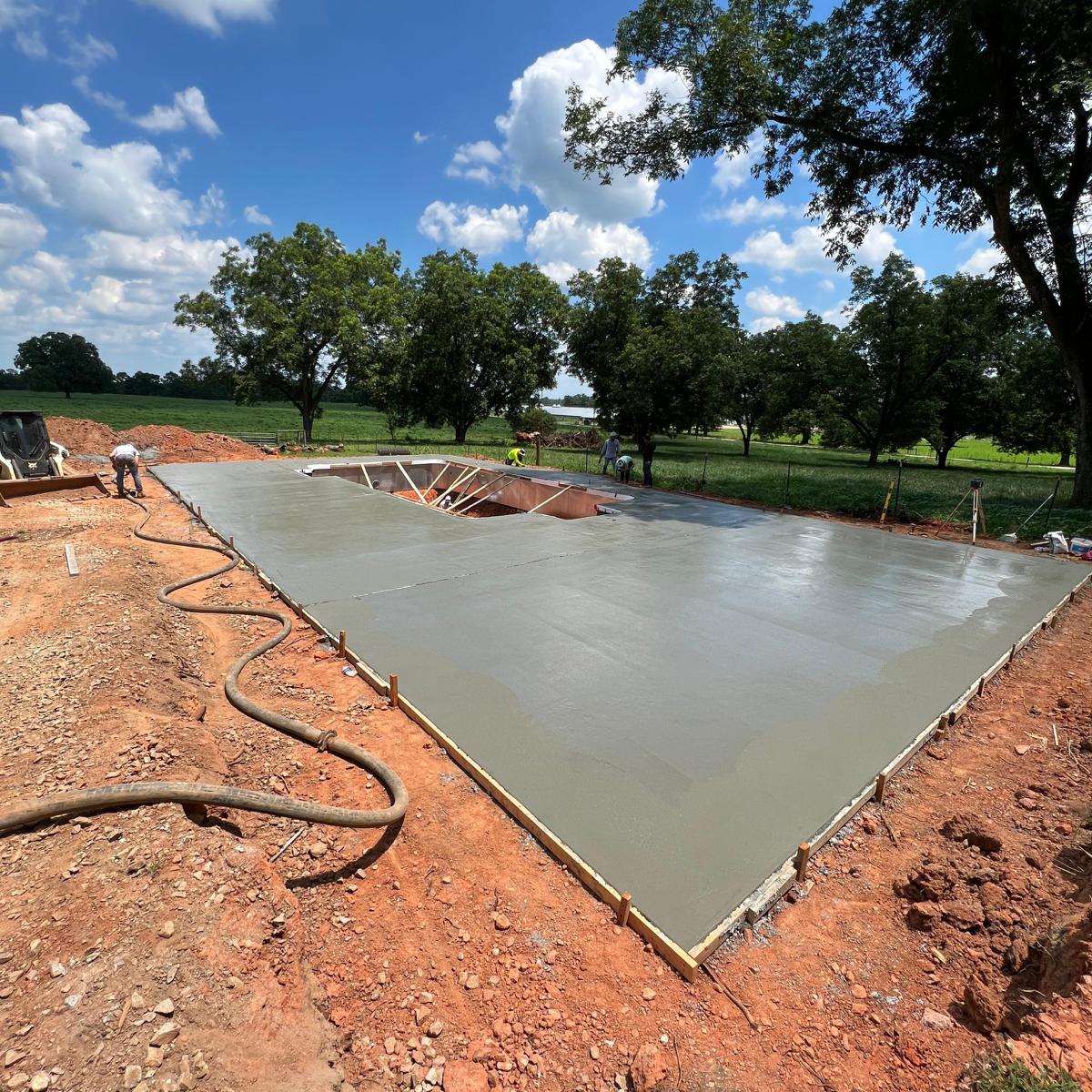 concrete line pump hard to reach pool slab Northeast Georgia