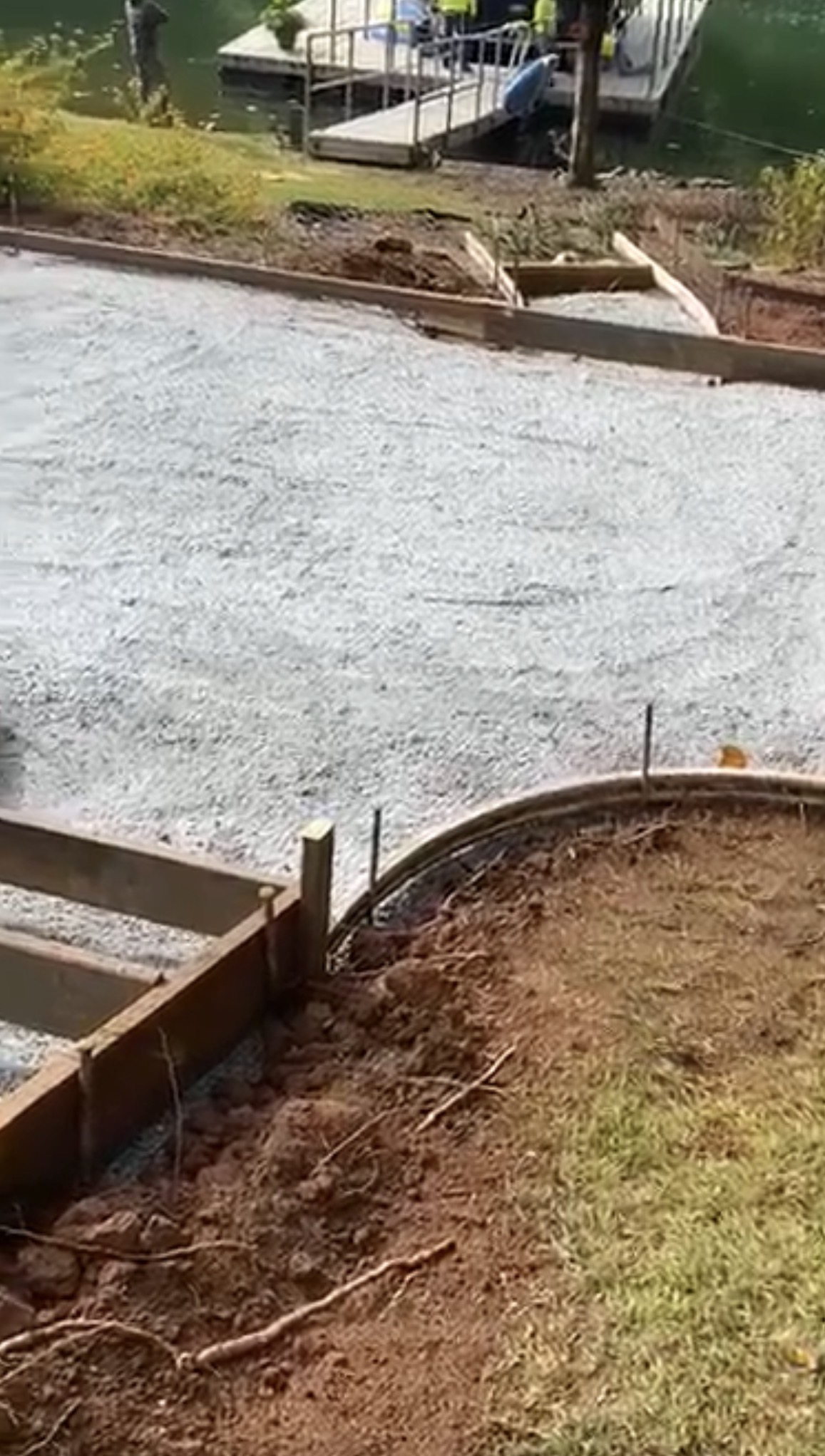 concrete line pump Lake Hartwell walkway and patio pour Northeast Georgia
